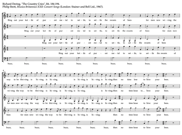 a music page from Dering's 'Country Cries'