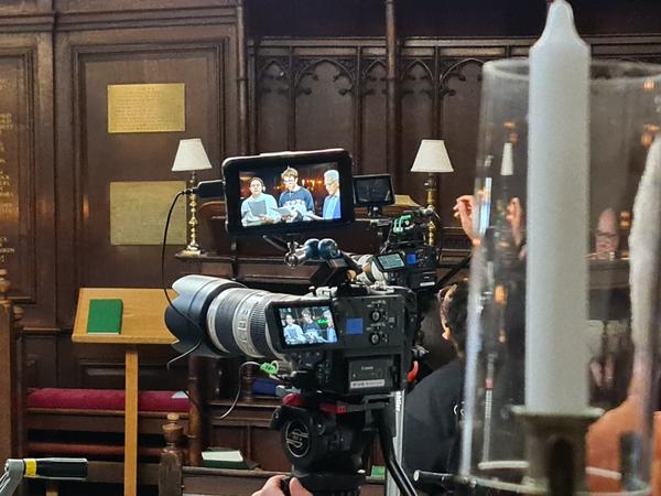 A shot of the preview screen of a recording camera