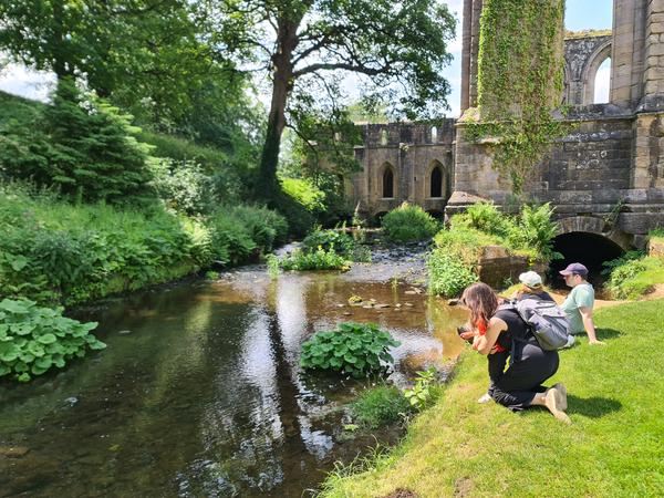 a stream by the ruins of Fountains Abbey