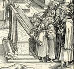 Large choir-book format: Hans Weiditz the younger, 'Maximilian I hearing Mass' (woodcut, c.1515), detail.